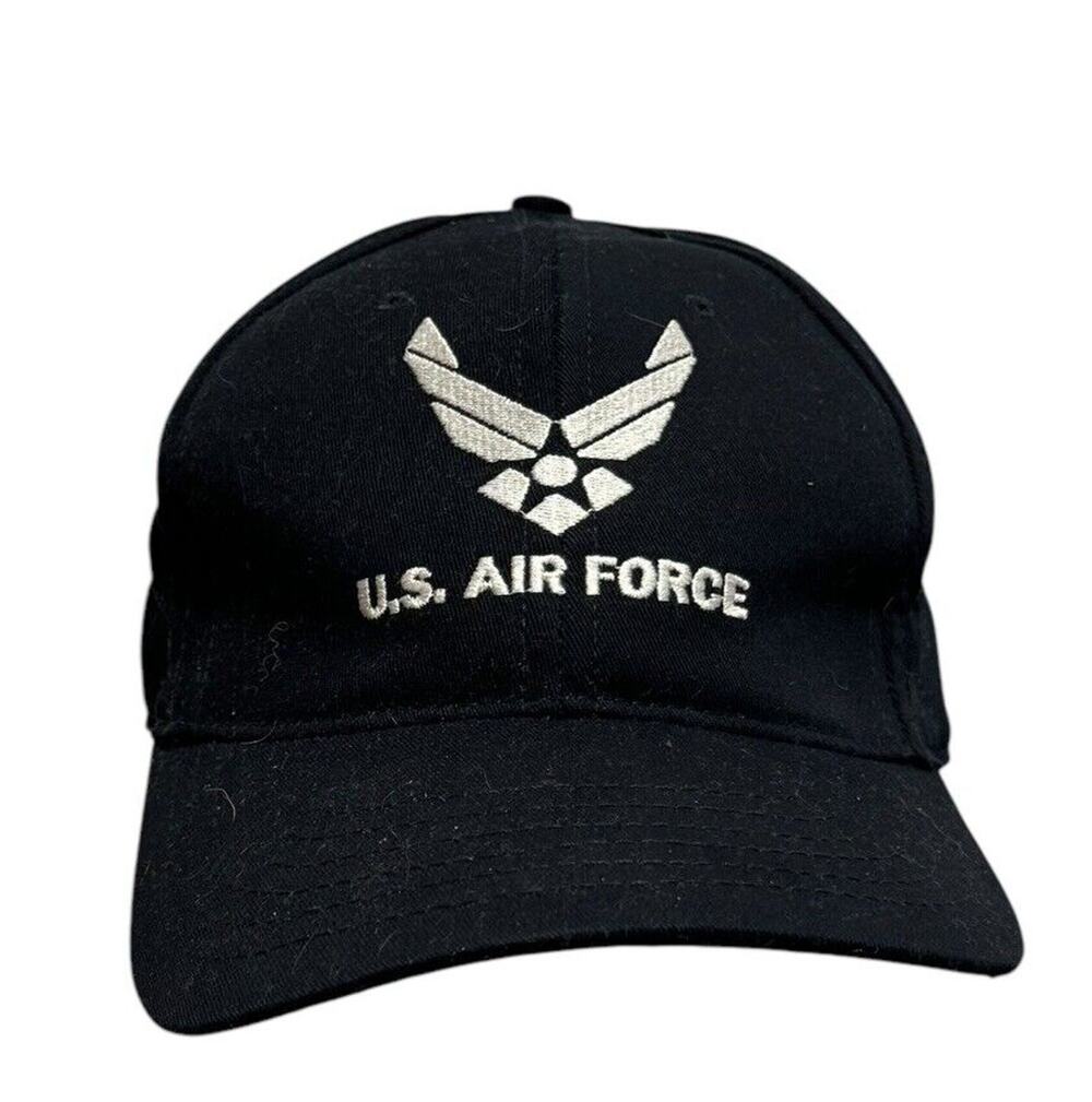 US Air Force Logo Hat Cap Black Fitted Embroidered